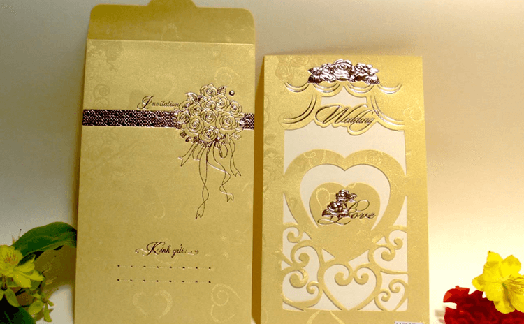 Chọn mẫu màu vàng Thiệp cưới giấy màu vàng ánh kim thiepcuoi inthiepcuoi   Thiệp Thiệp cưới Màu vàng