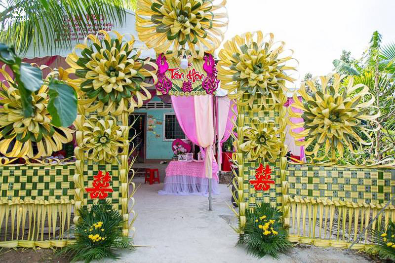tuyển tập 15 mẫu cổng cưới lá dừa đơn giản nhưng đẹp nhất 2020