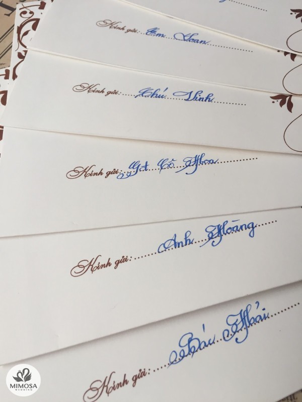 Thiệp cưới màu xanh dương, kèm giấy tracing | An Hieu Wedding